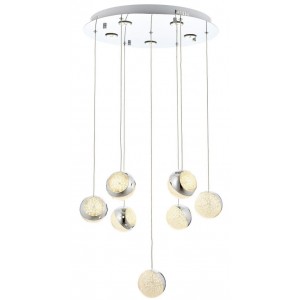 METAL LED AND ACRYLIC CHROME PLATED CHANDELIER 50 CM DIAMETER LOAD: 90 CM